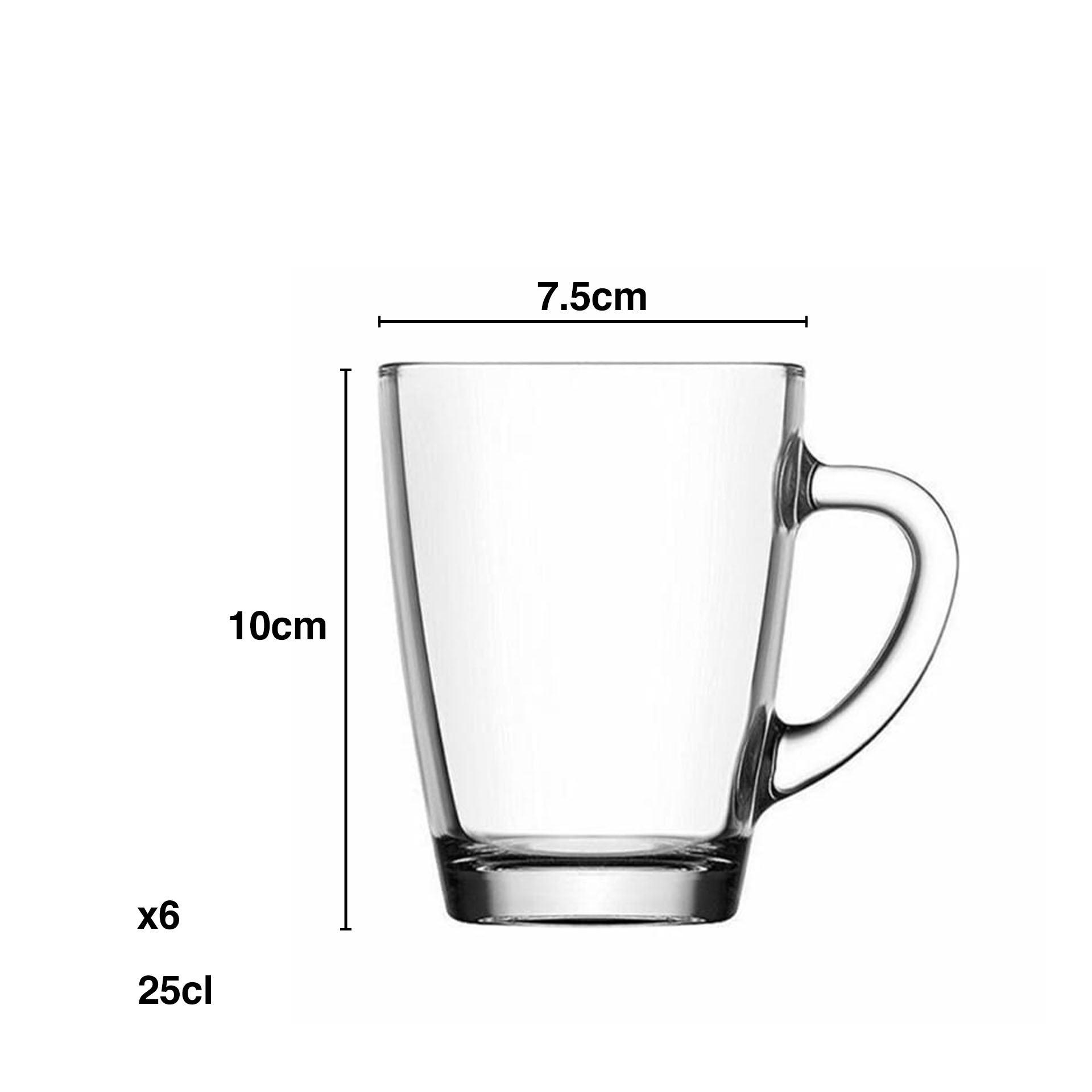 Caneca Vidro Vega com Asa Pack 6