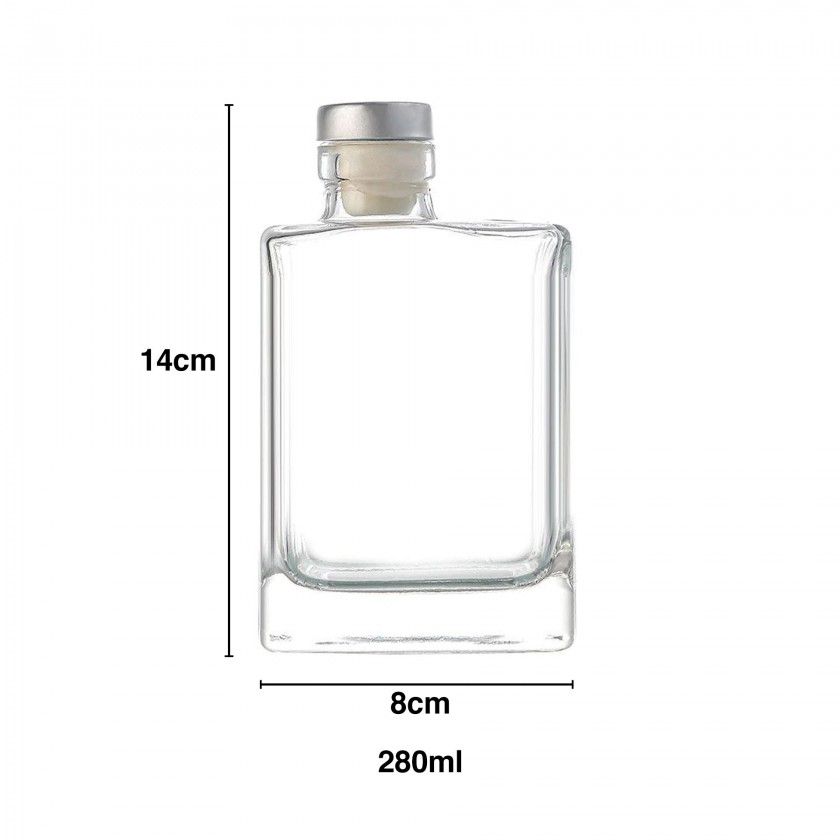 Garrafa Vidro Tampa Metal Retangular 280ml 8X5.2X14cm Garrafa Vidro Tampa Metal Retangular 280ml 8X5.2X14cm