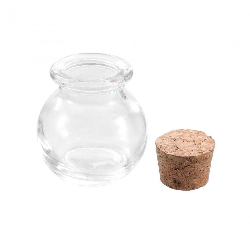 Frasco Vidro Tampa Cortiça Redondo 50ml 5X6cm Frasco Vidro Tampa Cortiça Redondo 50ml 5X6cm