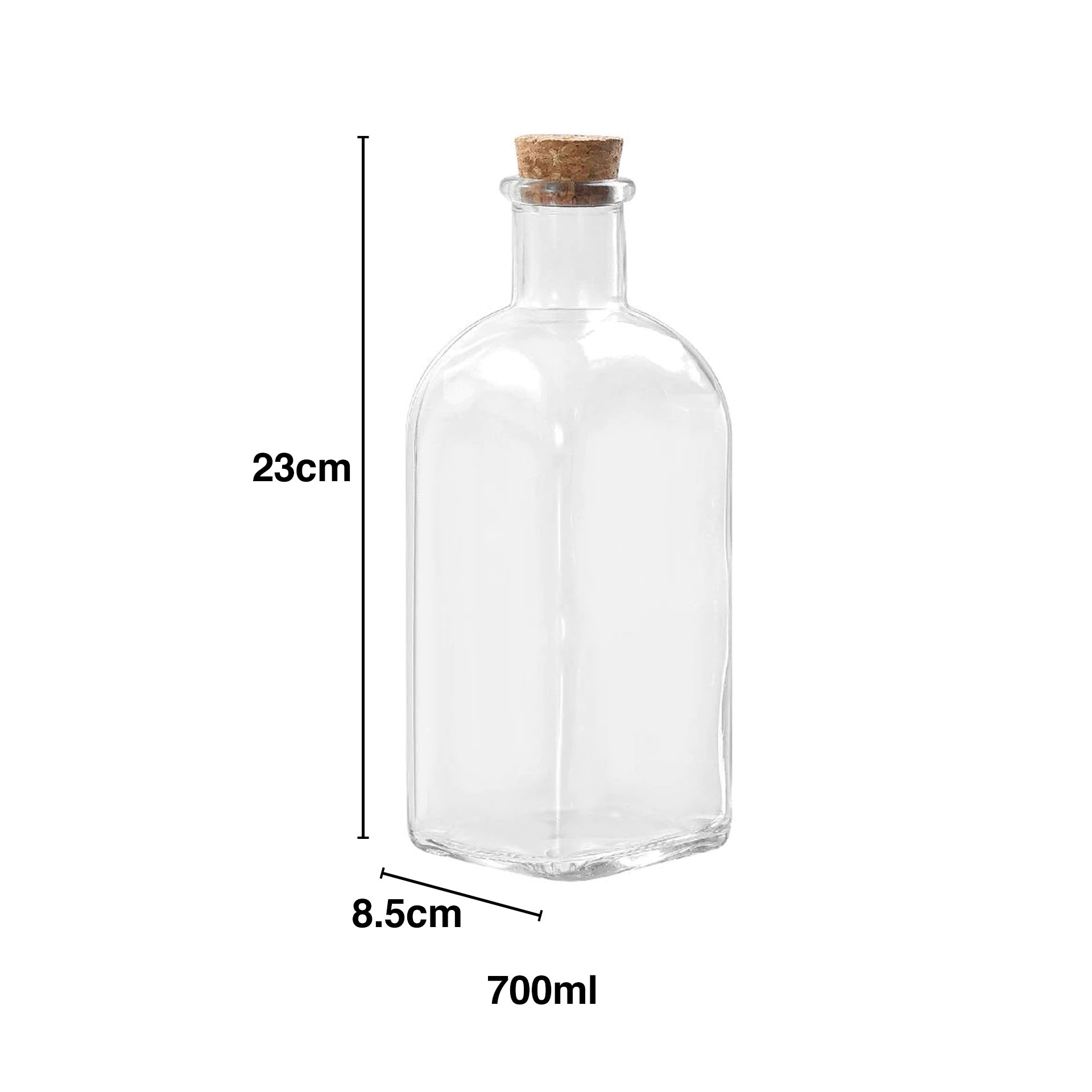 Garrafa Vidro Tampa Cortiça Quadrada