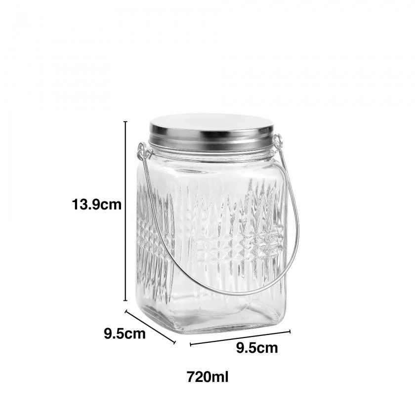 Frasco Vidro com Tampa / Asa Metal