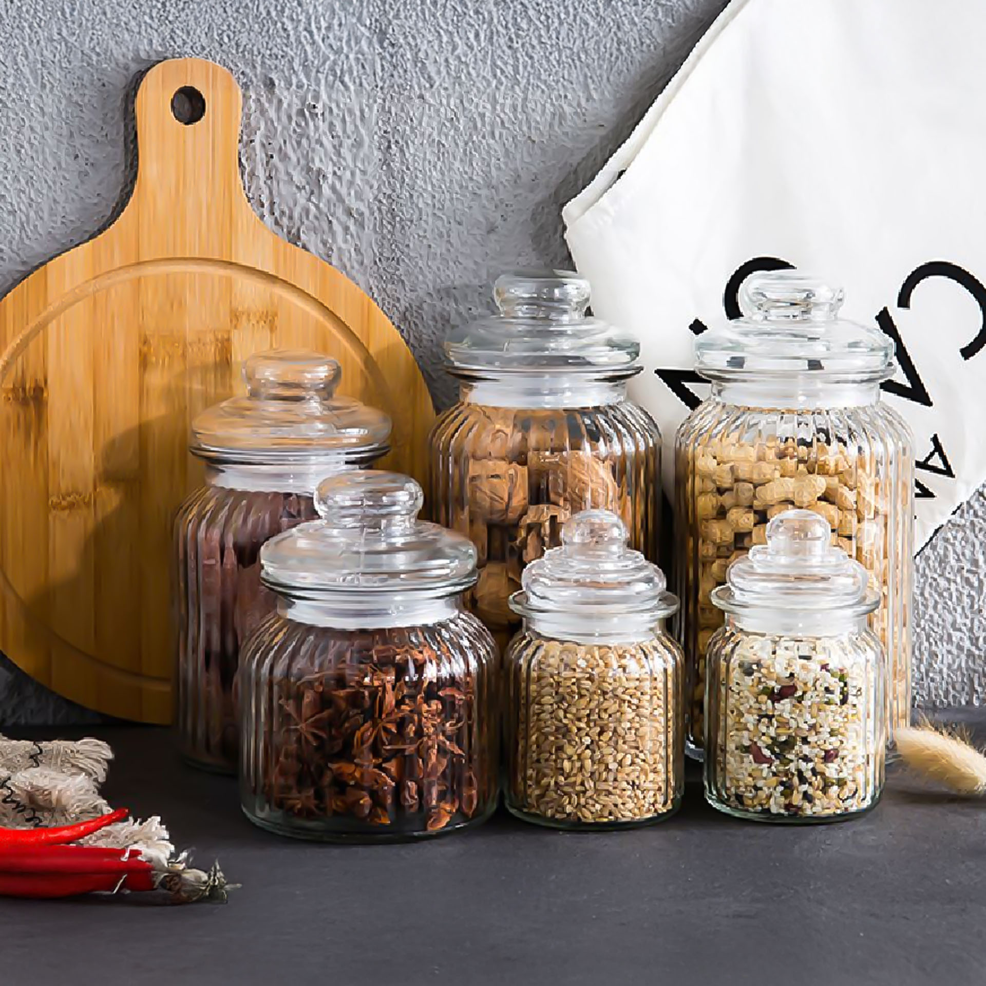 Frasco Vidro Linhas com Tampa Redondo