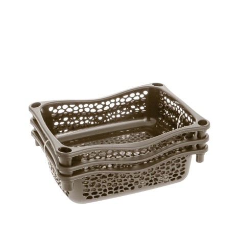 Carrinho Polipropileno Multipractic 3 Cestos Castanho 29.5X39X67cm - Image product