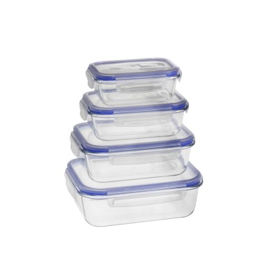 COLIBRI CONJUNTO 4 CAIXAS HERMETICAS VIDRO RETANGULAR