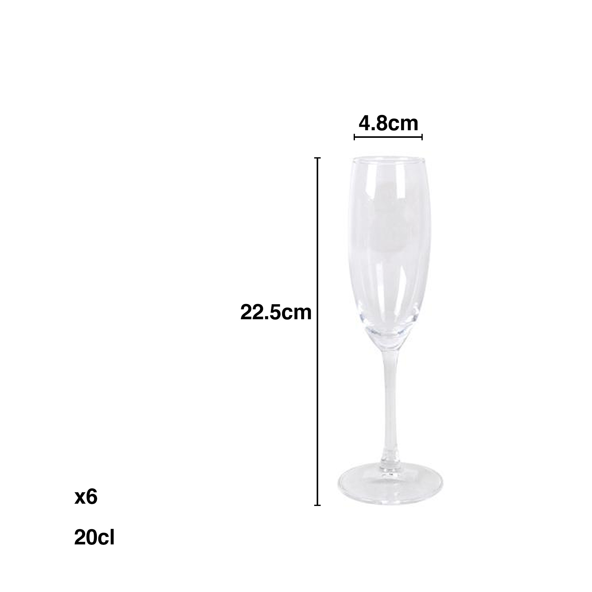 Copo com Pé Tempo Flute 20cl 4.8X22.5cm Pack 6