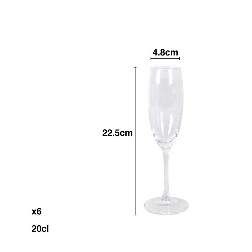 Copo com P Tempo Flute 20cl 4.8X22.5cm Pack 6