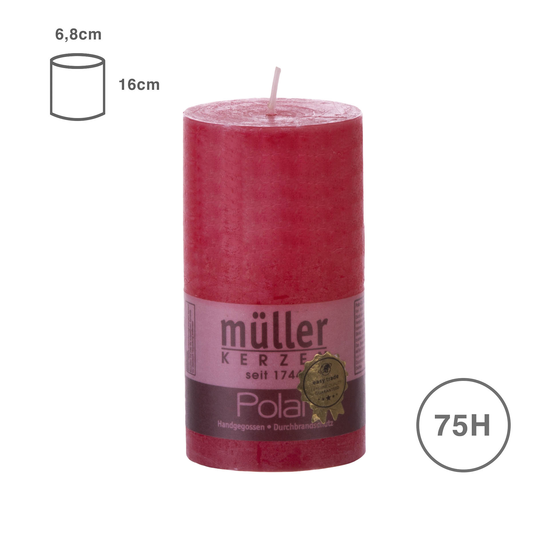 VELA PILAR RUSTICA ROSA ESCURO