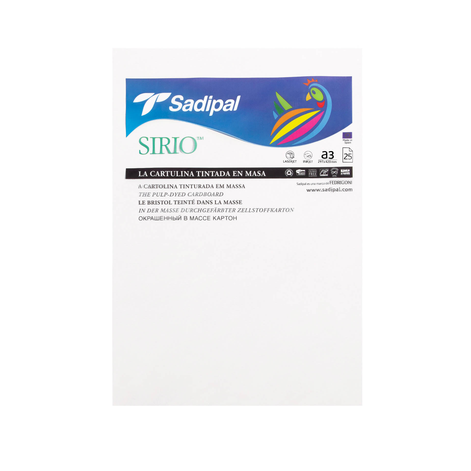 Folha Cartolina Sirio Sadipal A3 Branco 29.7X42cm