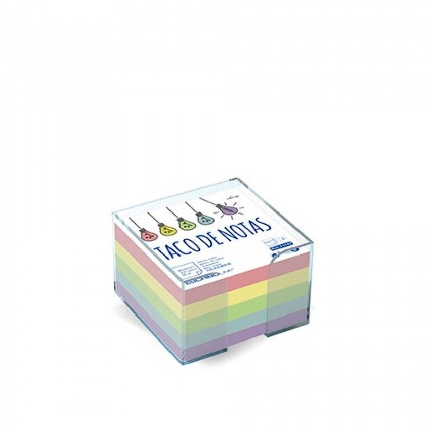 Suporte + Bloco Notas Flojim 5 Cores Pastel 400 Folhas 9X9cm