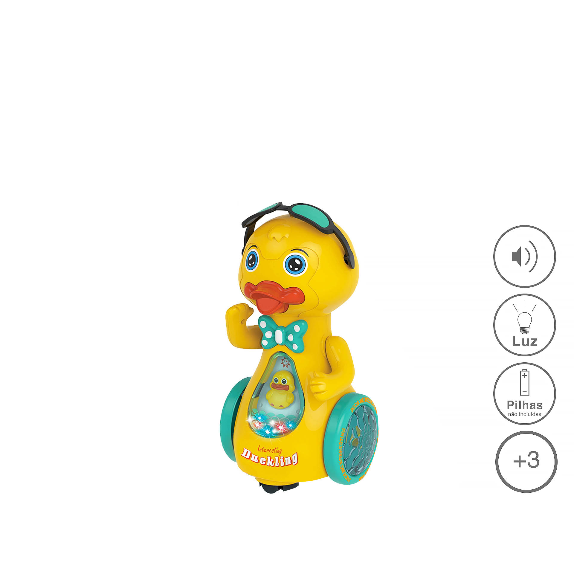 Pato Movimento Luz E Som Amarelo 20.5CM