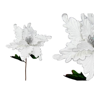 Flor Poinsettia Tecido Branca 74CM