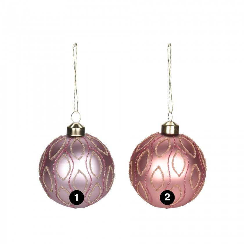 Bola Natal Brilhante Rosa 8CM Bola Natal Brilhante Rosa 8CM