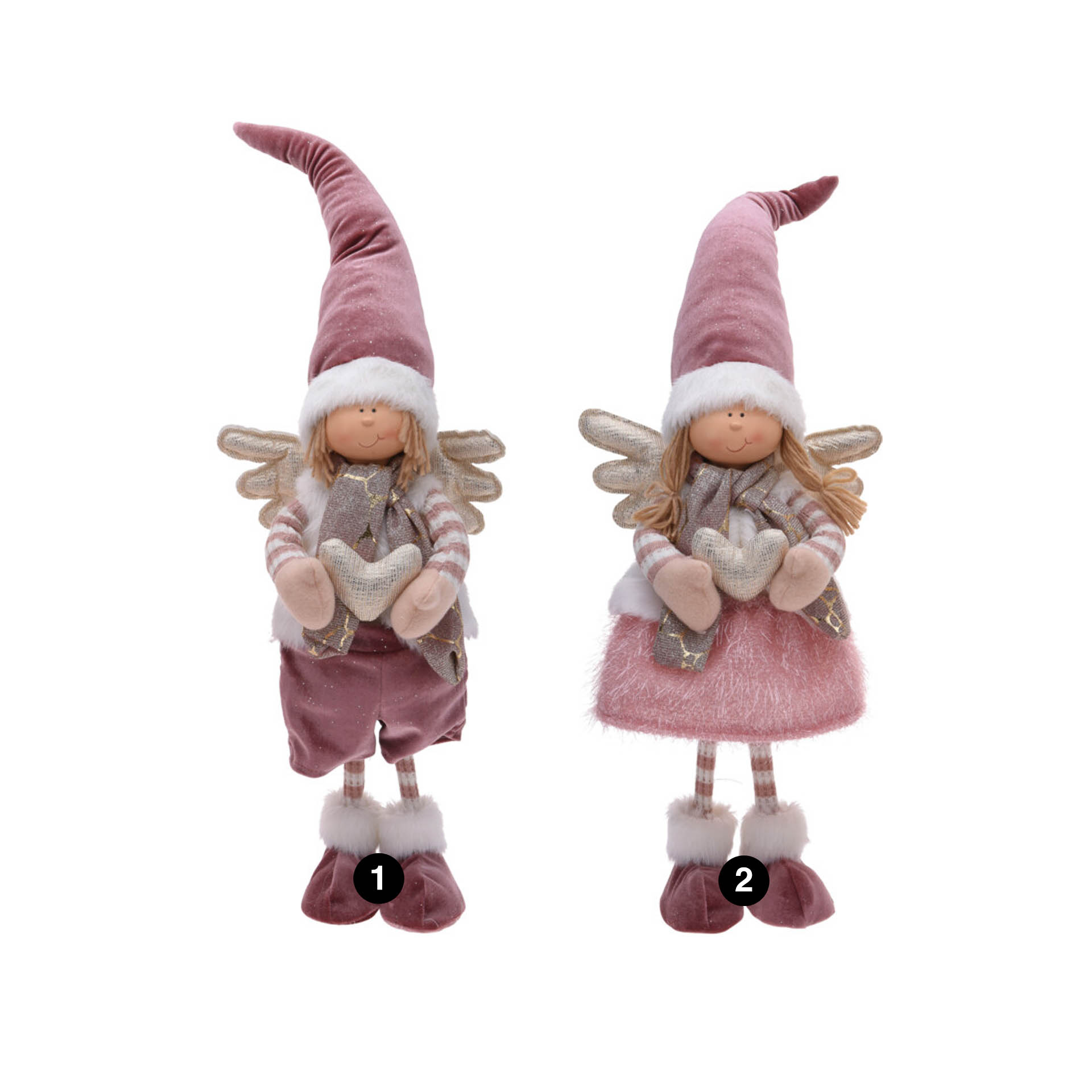 Anjo Cerâmica Com Vestido Rosa 65CM