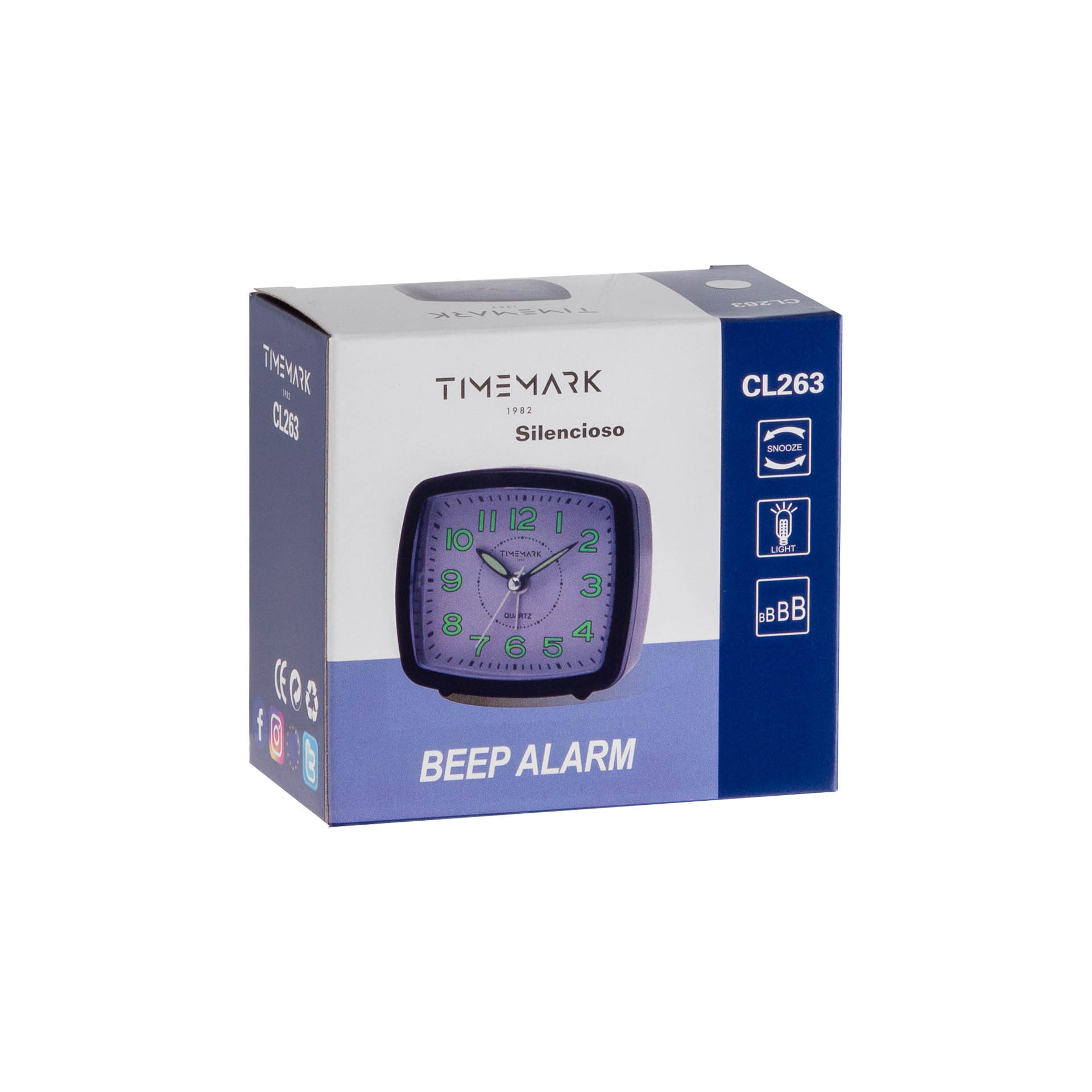 Despertador Timemark Analogico Plástico Multicor 8X9X3.5cm