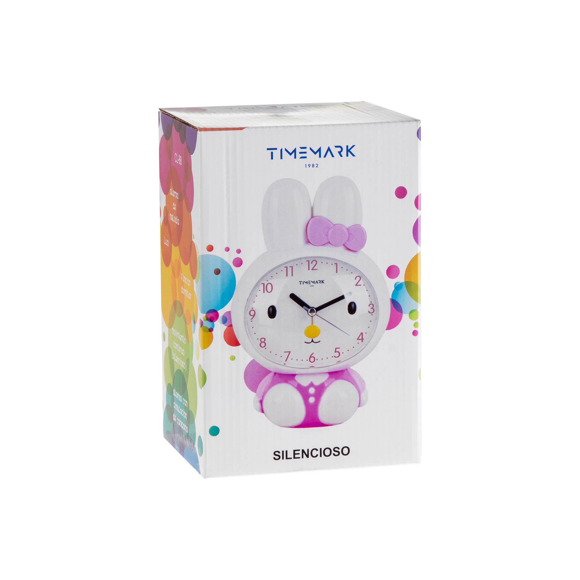 Despertador Analógico Infantil Coelho Plástico Rosa 14.5X11.5X18.5cm