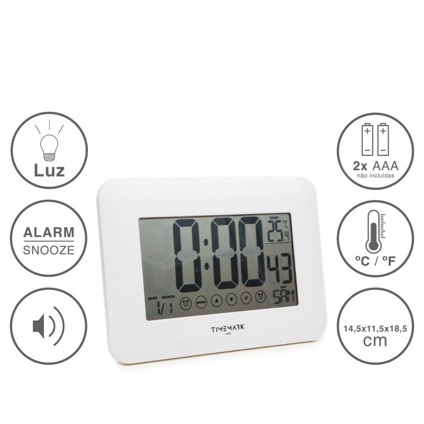 Relgio Parede Timemark Ttil Vidro Branco 24X17X2cm