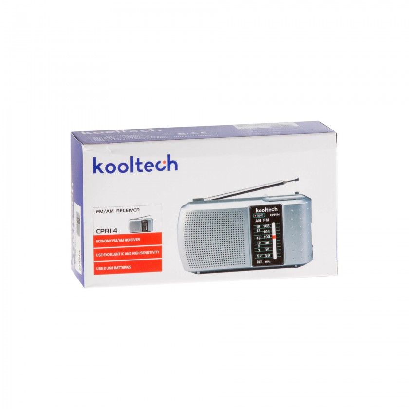 Radio Kooltech Analogico com Antena Plástico Cinzento 13X7X3cm Radio Kooltech Analogico com Antena Plástico Cinzento 13X7X3cm