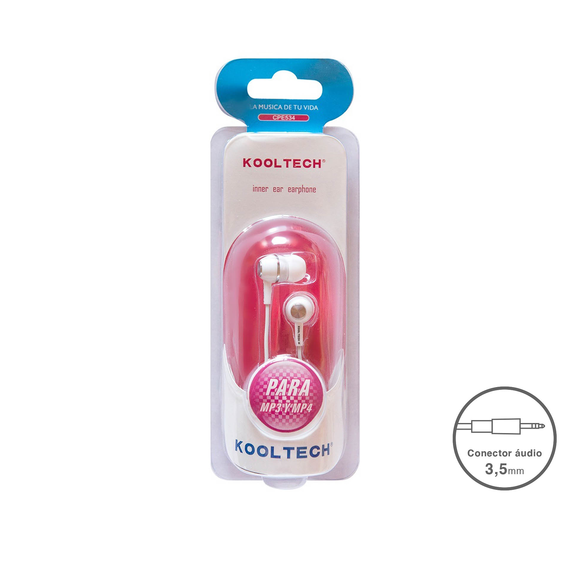Auriculares Kooltech Silicone Mp3 / Mp4 Plástico Branco