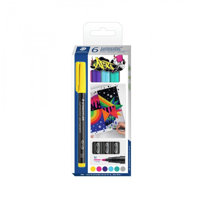 Marcador Permanente Staedtler 6 Cores 1MM Marcador Permanente Staedtler 6 Cores 1MM