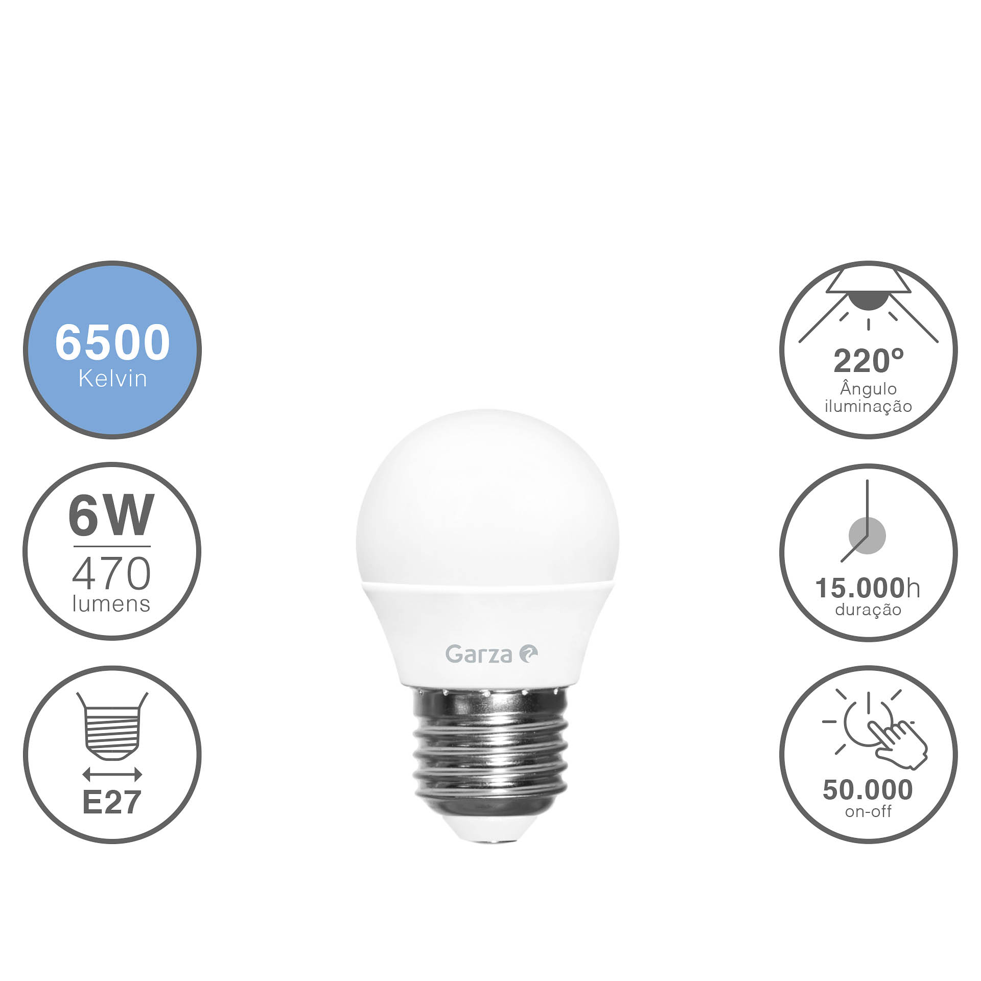 Lâmpada Led Esférica E27 6W Luz Fria
