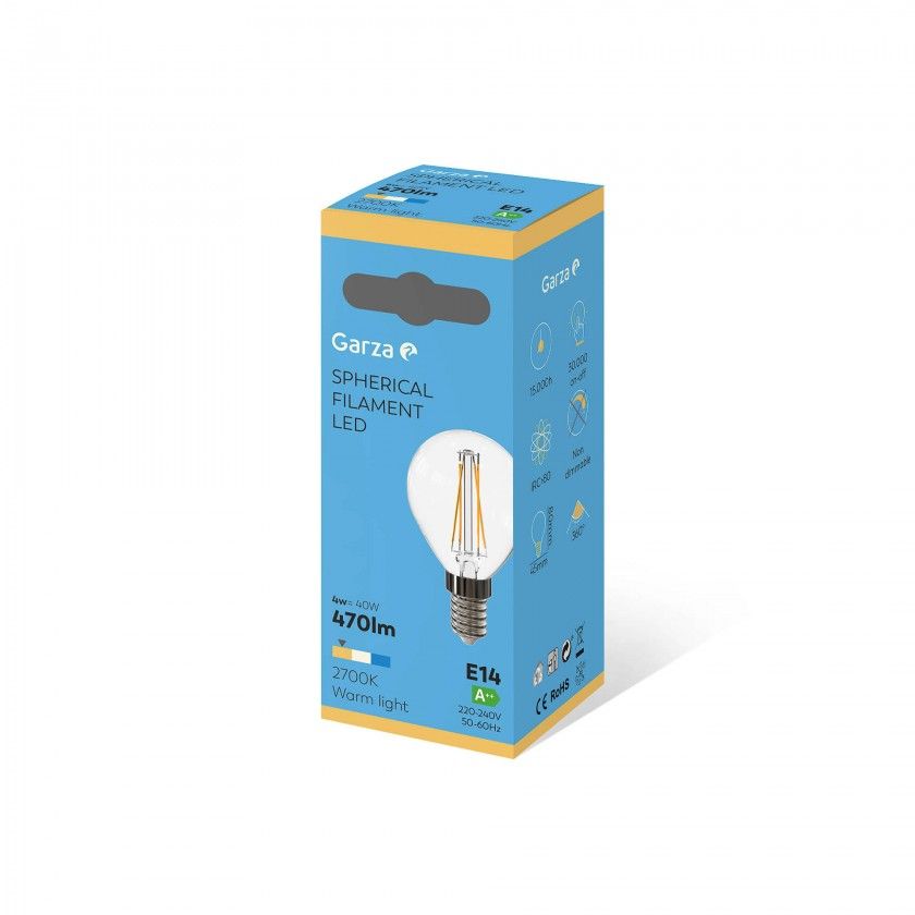 Lmpada Led Filamento Esfrica E14 4W Luz Quente