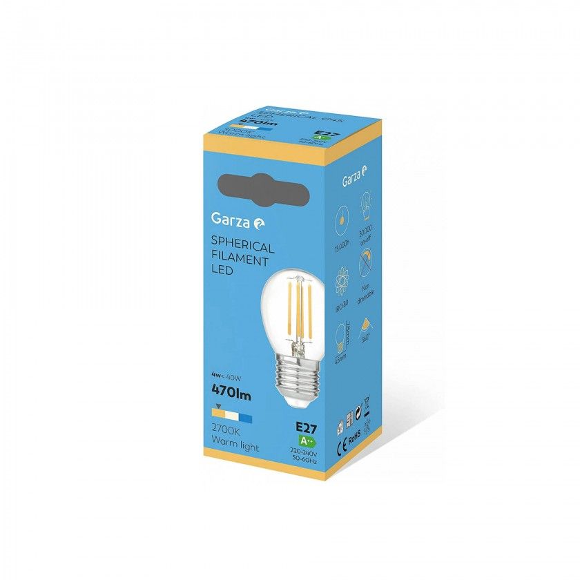 Lâmpada Led Filamento Esférica E27 4W Luz Quente Lâmpada Led Filamento Esférica E27 4W Luz Quente