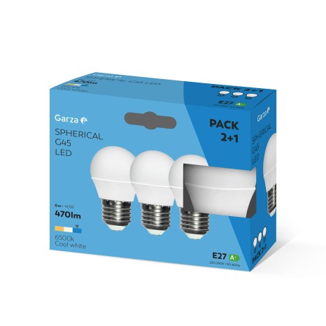 Lâmpada Led Esférica E27 6W Luz Fria Pack 3 - Image product
