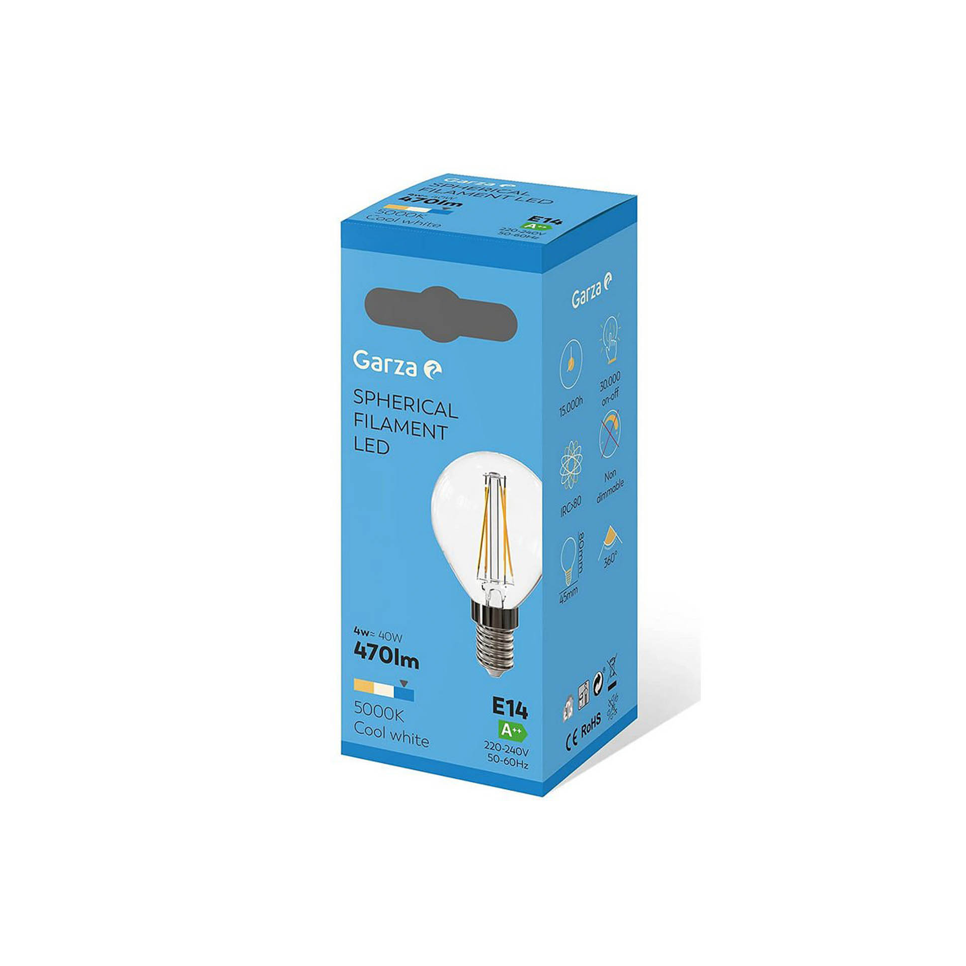 Lâmpada Led Filamento Esférica E14 4W Luz Fria