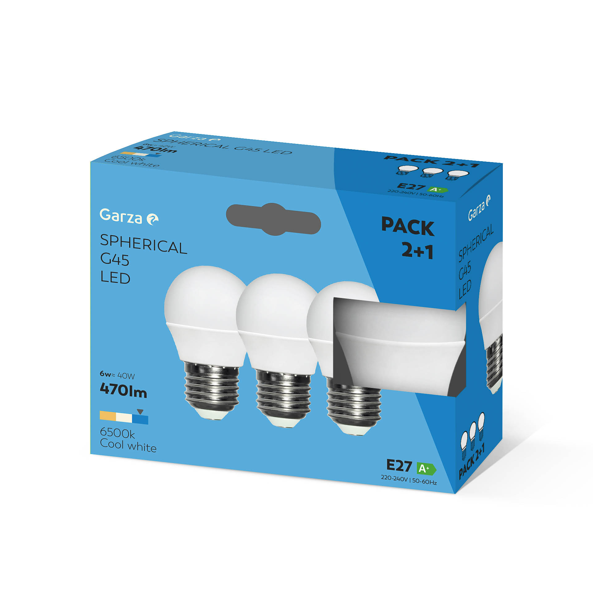 Lâmpada Led Esférica E27 6W Luz Fria Pack 3