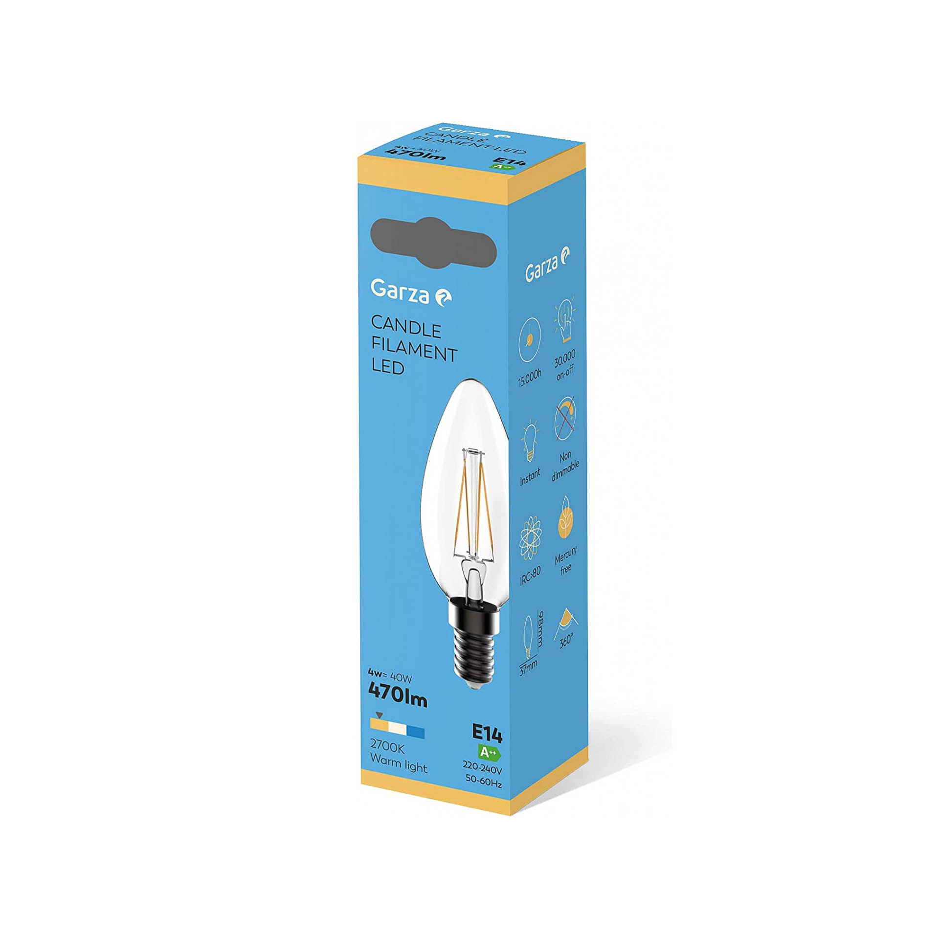 Lâmpada Led Filamento Vela E14 4W Luz Quente