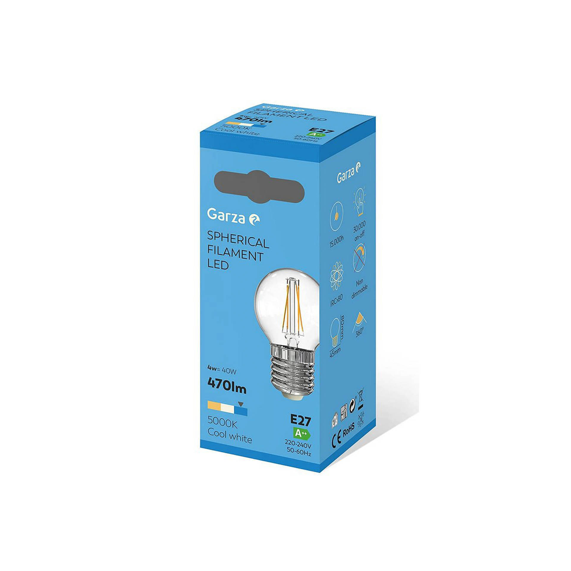 Lâmpada Led Filamento Esférica E27 4W Luz Fria
