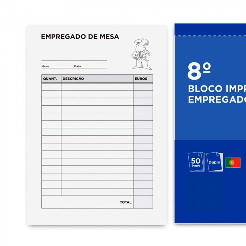 Bloco Pedidos Autocopiativo para Empregado Mesa 10.5X15cm Bloco Pedidos Autocopiativo para Empregado Mesa 10.5X15cm