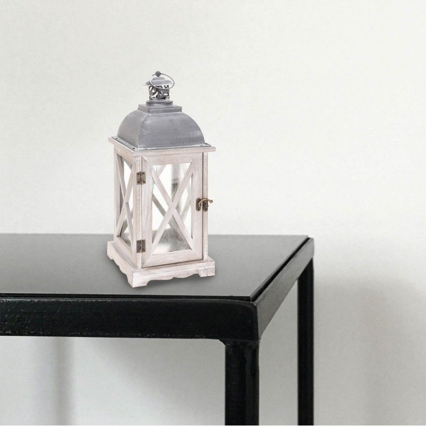Lanterna Porta Velas Branco 41X16CM Lanterna Porta Velas Branco 41X16CM