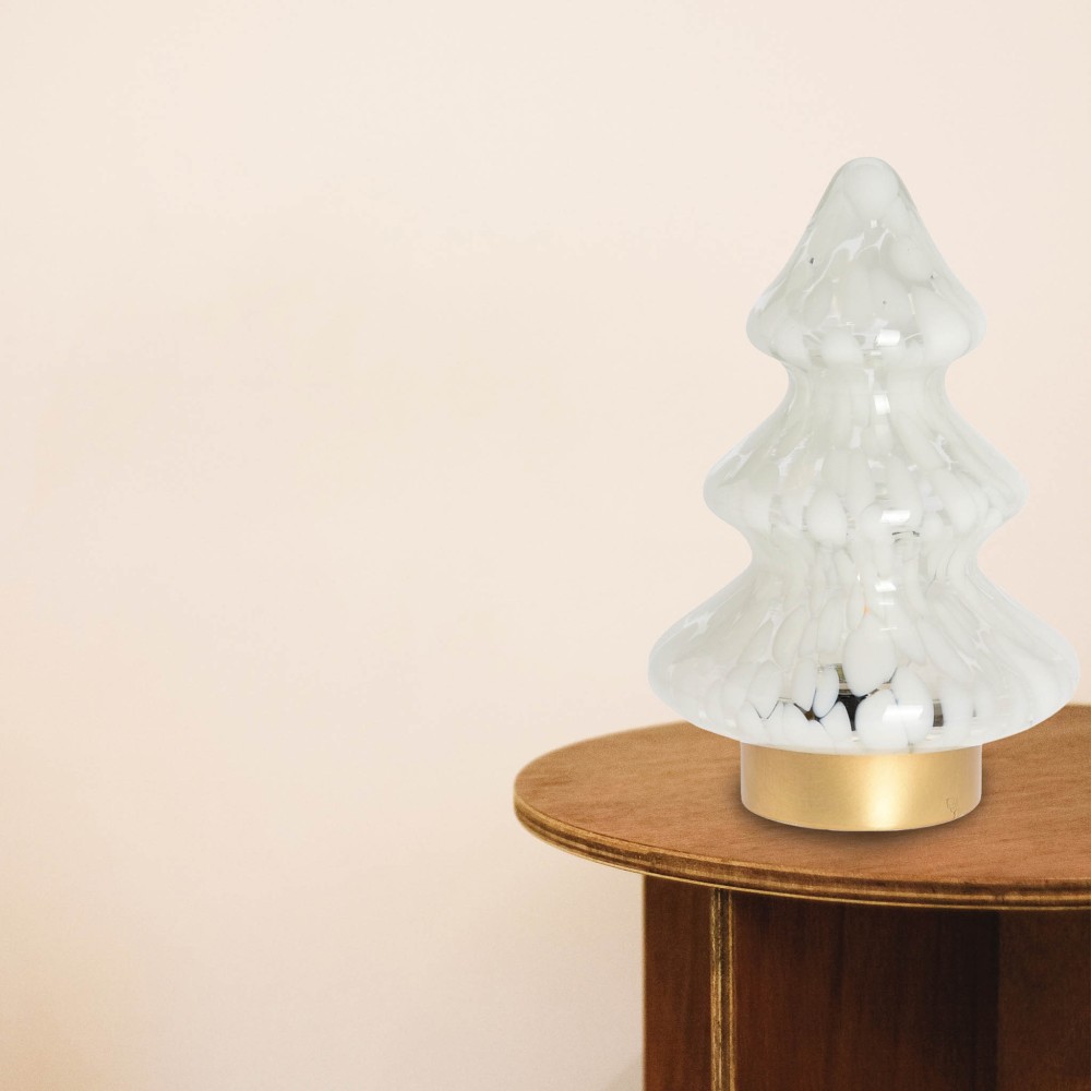 Lâmpada Mesa Com Luz Led Árvore Natal Vidro 20CM