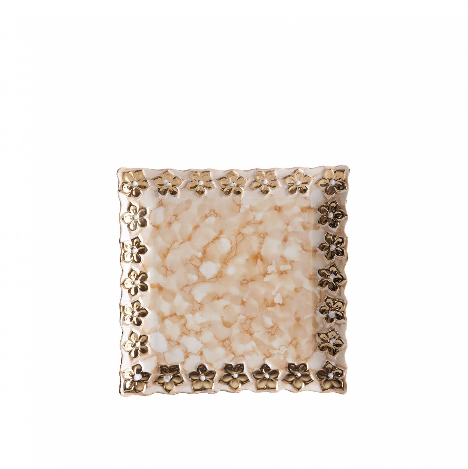 Prato Flores Douradas Quadrado 20X20CM