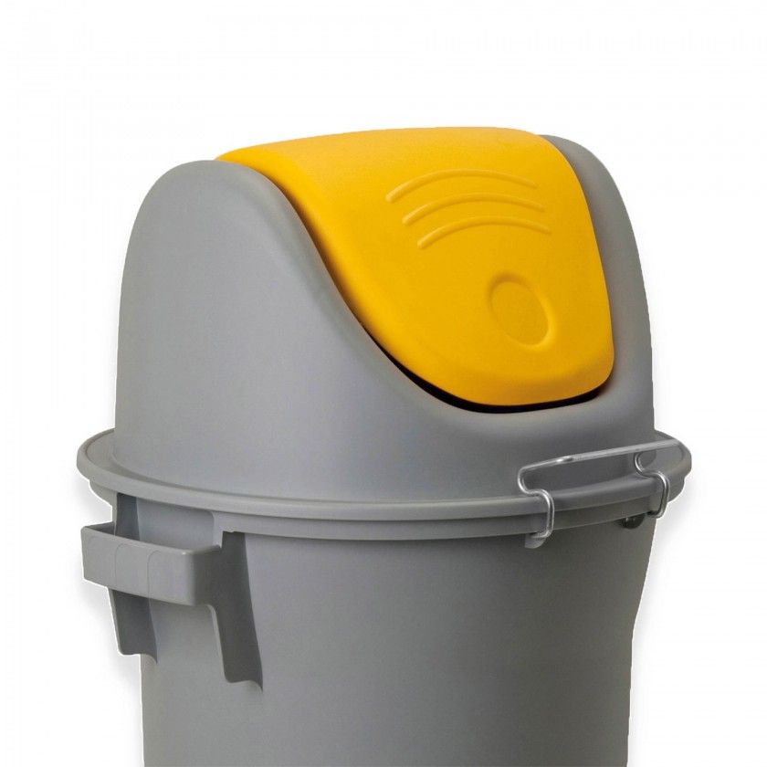 Contentor Eco Cinzento com Tampa Basculante Amarela 52l 48X50X76cm Contentor Eco Cinzento com Tampa Basculante Amarela 52l 48X50X76cm
