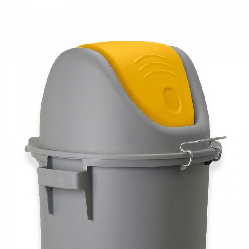 Contentor Eco Cinzento com Rodas e Tampa Basculante Amarelo 80l 48X50X99cm Contentor Eco Cinzento com Rodas e Tampa Basculante Amarelo 80l 48X50X99cm