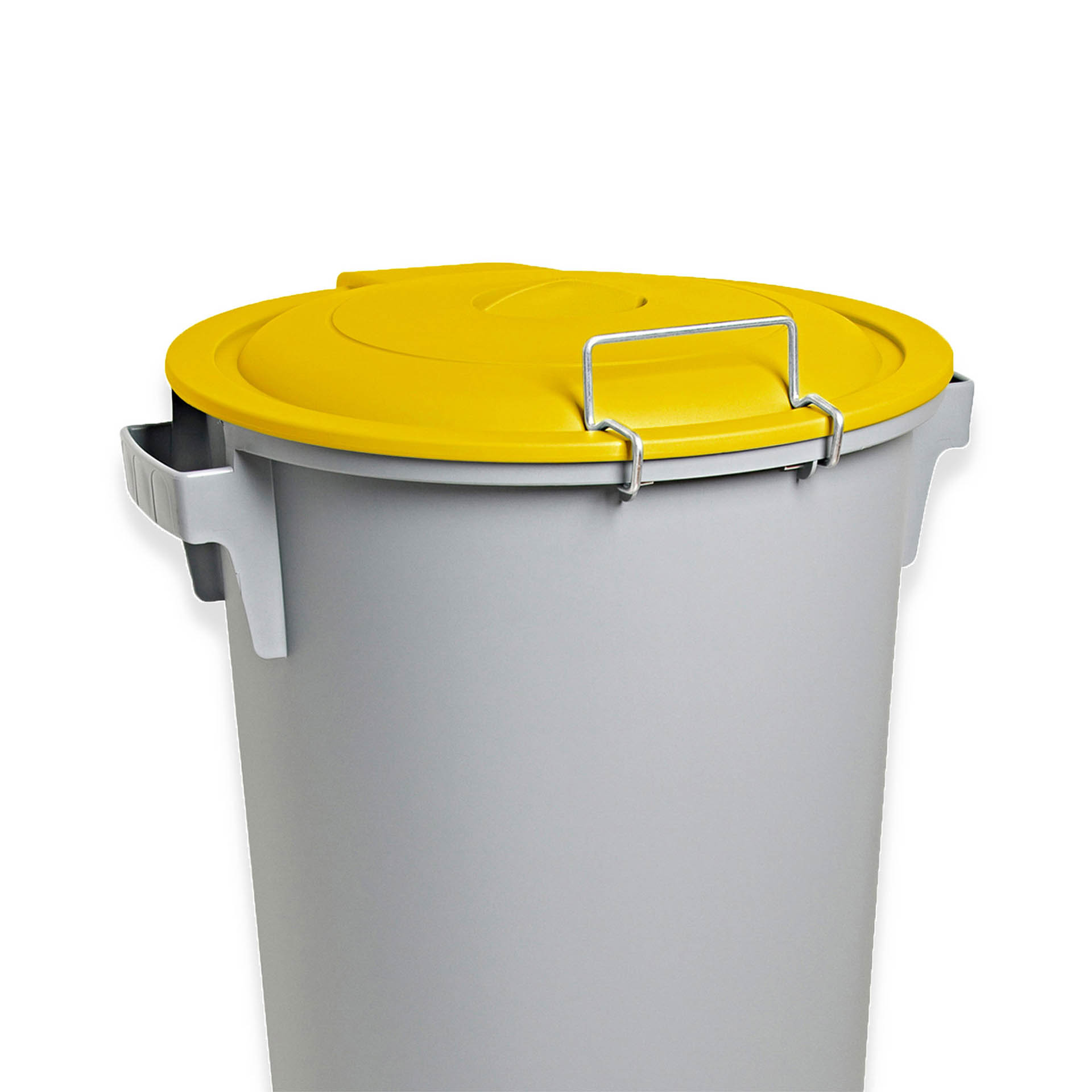 Contentor Eco Cinzento com Pedal Rodas e Tampa Amarelo 80l 48X50X80cm