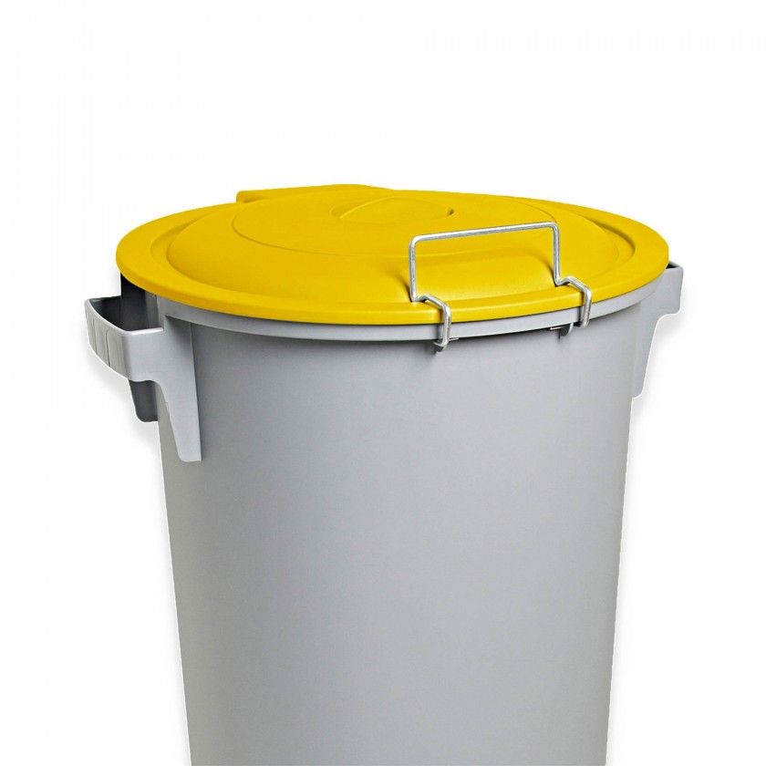 Contentor Eco Cinzento com Pedal Rodas e Tampa Amarelo 80l 48X50X80cm Contentor Eco Cinzento com Pedal Rodas e Tampa Amarelo 80l 48X50X80cm
