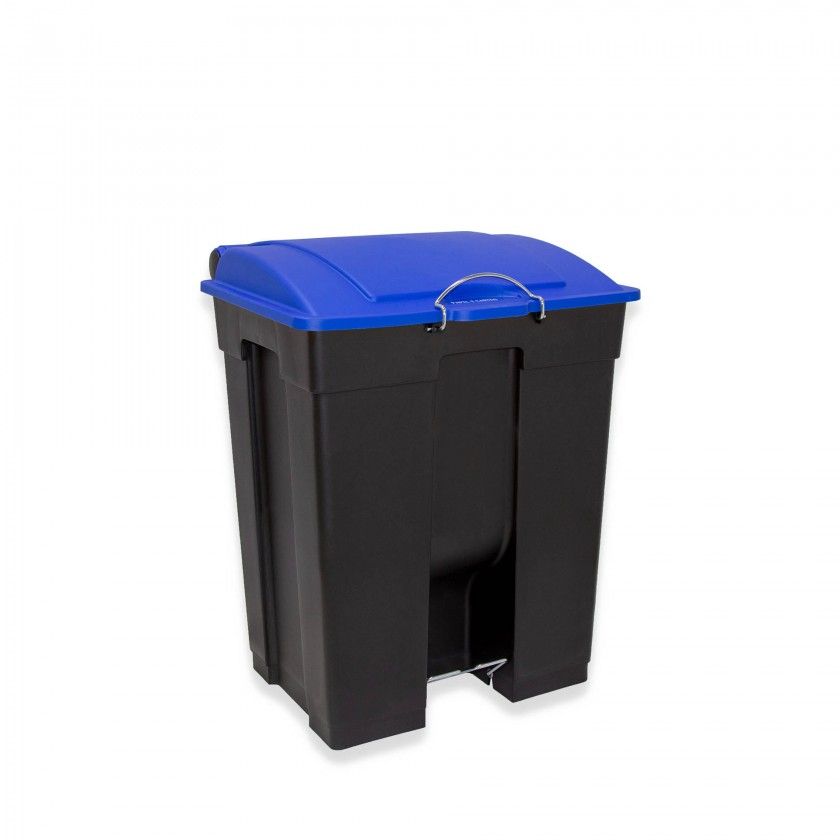 Contentor Eco Preto com Pedal e Tampa Azul 60l 49X45X60cm