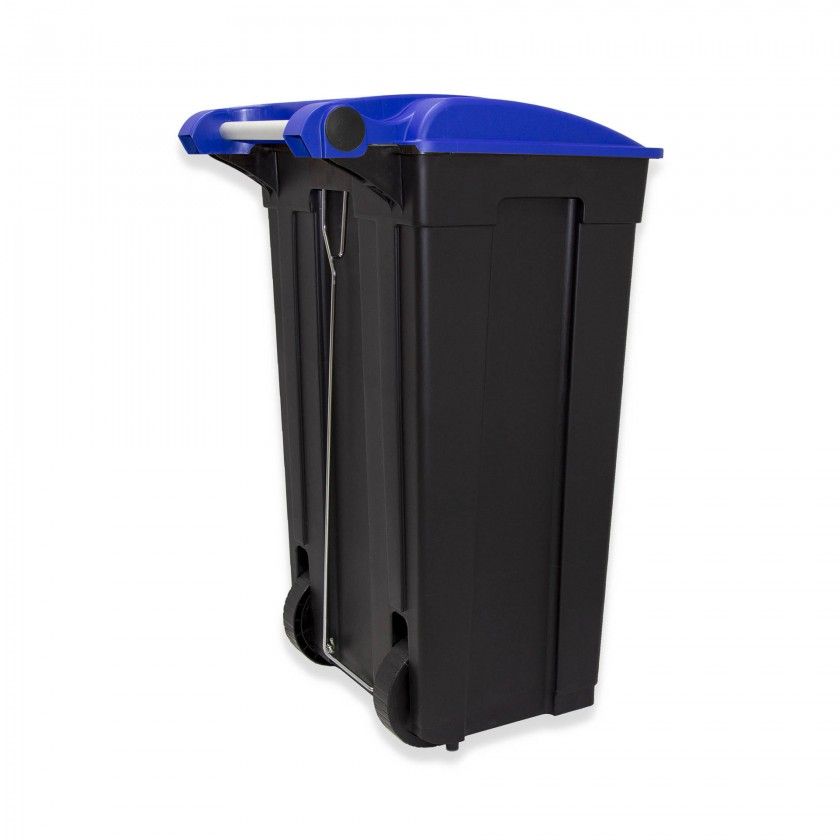 Contentor Eco Preto com Pedal e Rodas Tampa Azul 85l 49X48X82cm Contentor Eco Preto com Pedal e Rodas Tampa Azul 85l 49X48X82cm