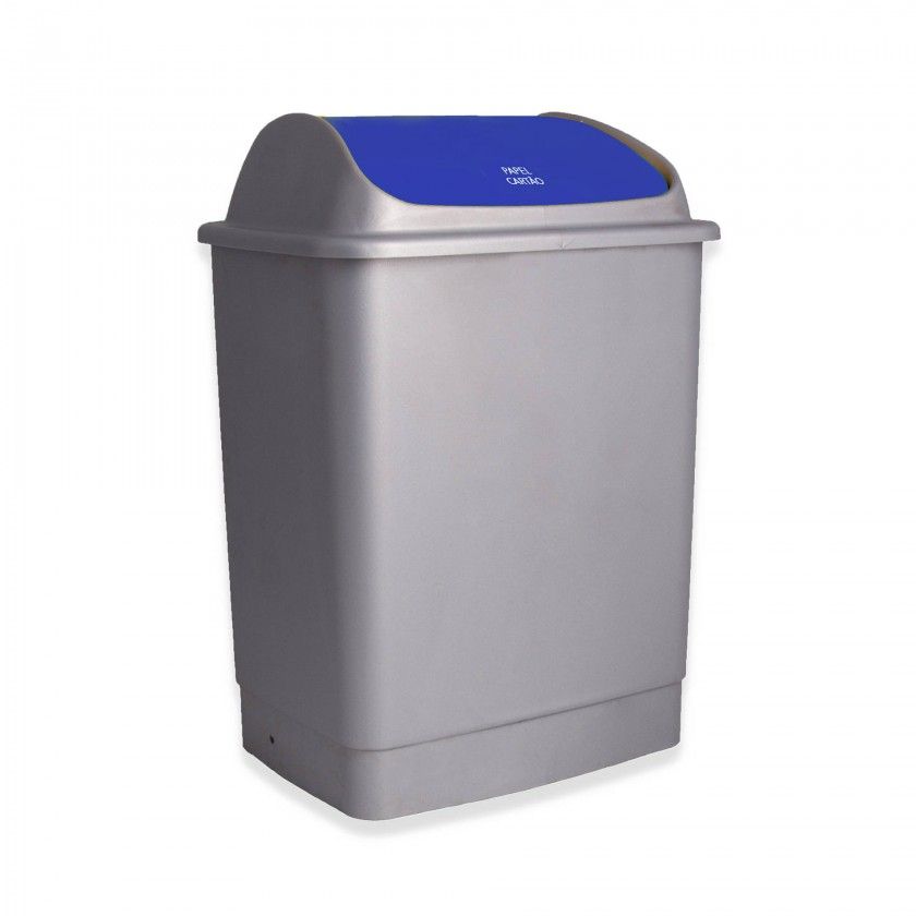 Balde Eco Cinzento com Tampa Basculante 26l 30X36X51cm