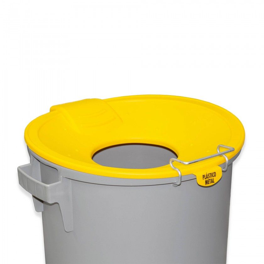 Contentor Eco Cinzento com Tampa Funil Amarelo 52l 48X50X56cm Contentor Eco Cinzento com Tampa Funil Amarelo 52l 48X50X56cm