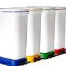 Balde Lixo Eco Branco com Base / Aro Amarelo 30l 36X25.5X50cm