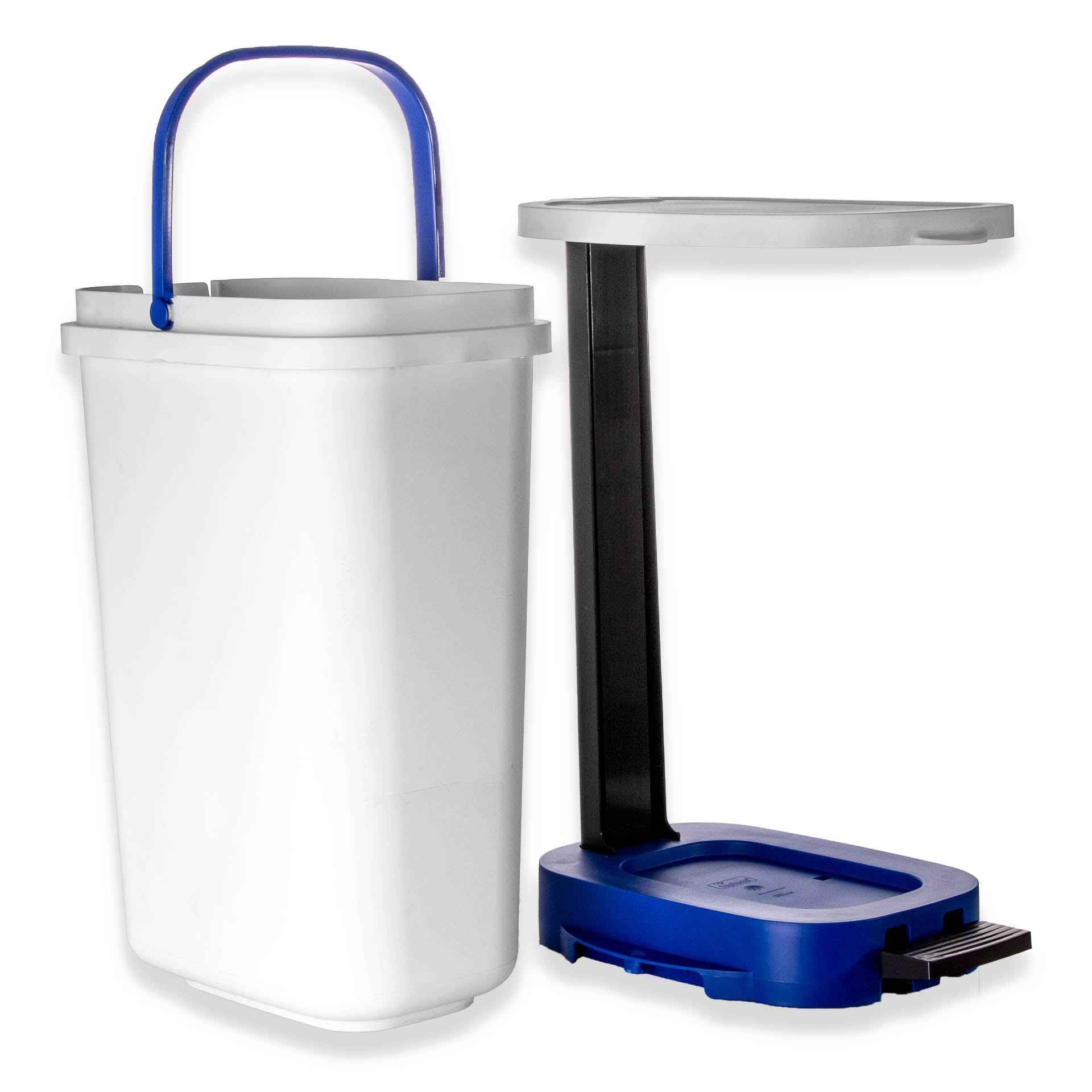 Balde Lixo Eco Branco com Base / Aro Azul 30l 36X25.5X50cm
