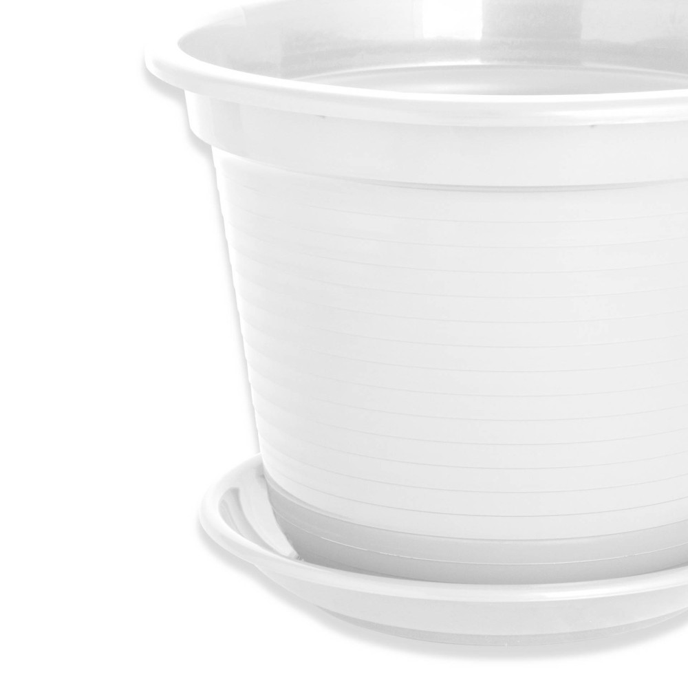 Prato para Vaso Tradicional Brilho Redondo Branco 20cm