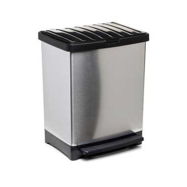 Balde Lixo com Pedal Cinza Metalizado 25L / 33.5X31X42CM