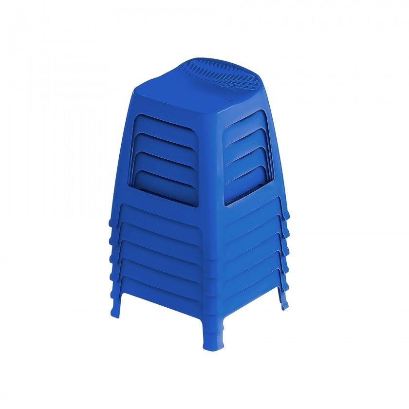 Banco Polipropileno Colour Redondo Azul 45X43X51cm Banco Polipropileno Colour Redondo Azul 45X43X51cm