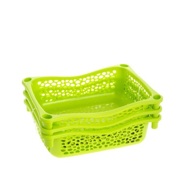 Carrinho Polipropileno Multipractic 3 Cestos Verde Lima 29.5X39X67cm