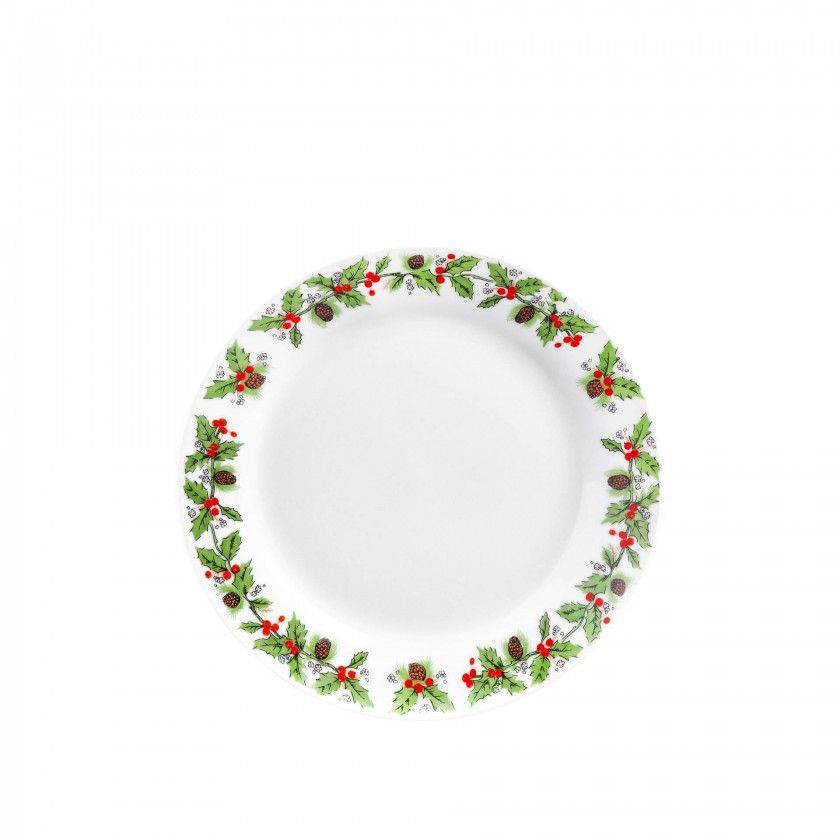 Prato Porcelana Azevinho Raso Redondo 23.5cm